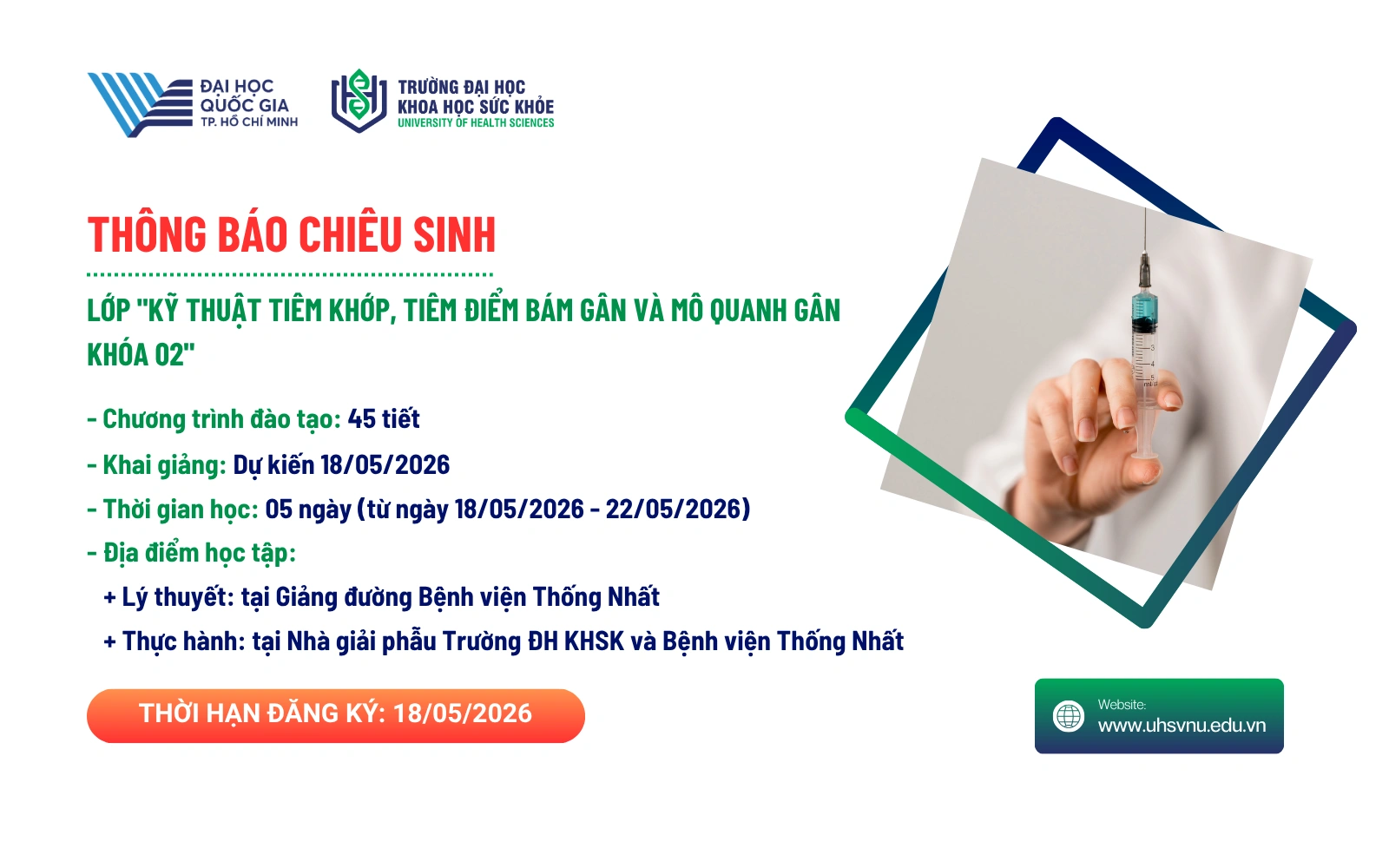 Announcement of enrollment for the course 